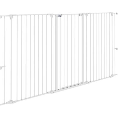 Barrière de Sécurité PawHut en Acier à 3 Panneaux, Blanc - Porte de Sécurité Barrière de Sécurité PawHut en Acier à 3 Panneaux, Blanc - Porte de Sécurité