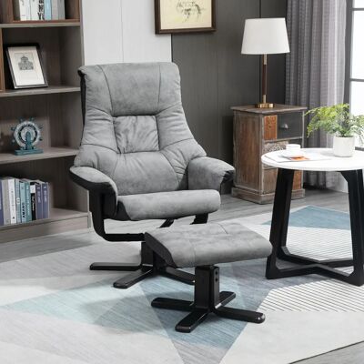 HOMCOM - Fauteuil relax 135° - Microfibre gris - Recliner - Publicité HOMCOM - Fauteuil relax 135° - Microfibre gris - Recliner - Publicité