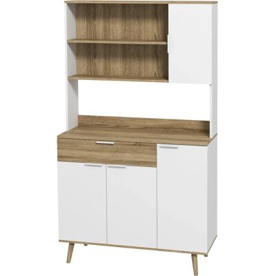 HOMCOM Buffet de Cuisine Blanc et Naturel - Design Scandinave - Publicité HOMCOM Buffet de Cuisine Blanc et Naturel - Design Scandinave - Publicité