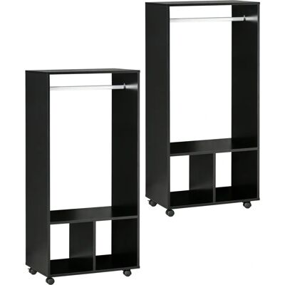 HOMCOM - Wardrobe - 2 niches - 4 roulettes - Wardrobe - Publicité HOMCOM - Wardrobe - 2 niches - 4 roulettes - Wardrobe - Publicité