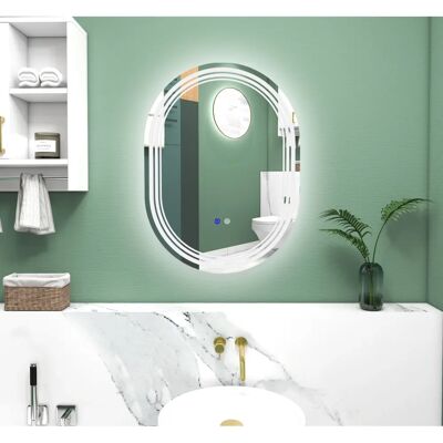 Kleankin - Specchio LED ovale - 70x50 cm - Antivapore - Specchio Kleankin - Specchio LED ovale - 70x50 cm - Antivapore - Specchio