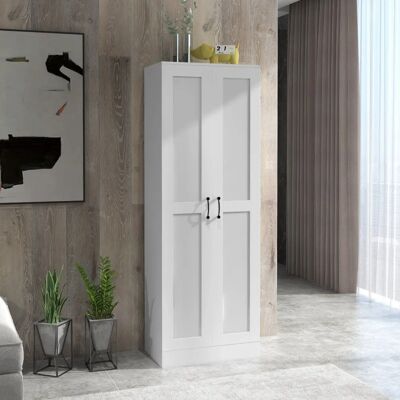 Armoire Contemporaine Blanche HOMCOM à 2 Portes - Rangement Polyvalent - Publicité Armoire Contemporaine Blanche HOMCOM à 2 Portes - Rangement Polyvalent - Publicité