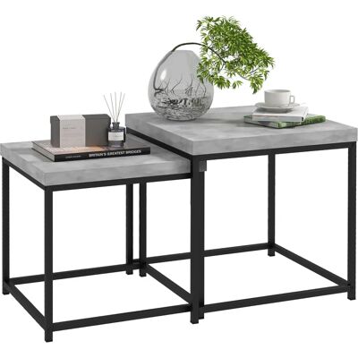 HOMCOM Set di 2 Tavolini Quadrati Impilabili - Mobili da Soggiorno HOMCOM Set di 2 Tavolini Quadrati Impilabili - Mobili da Soggiorno