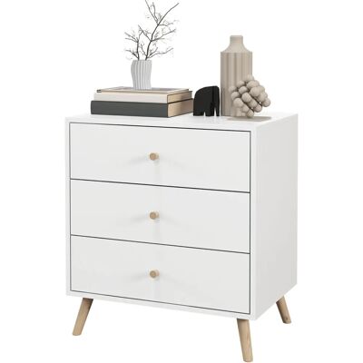 HOMCOM Bois de Pin 3 Tiroirs Design Scandinave Meuble de Rangement Blanc - Publicité HOMCOM Bois de Pin 3 Tiroirs Design Scandinave Meuble de Rangement Blanc - Publicité