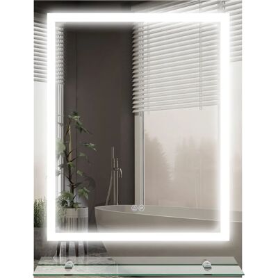 Specchio LED rettangolare per bagno Kleankin - Regolazione della luminosità - Antivento Specchio LED rettangolare per bagno Kleankin - Regolazione della luminosità - Antivento