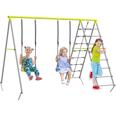 Outsunny 4-in-1 swing set - vert - 2 places - 4 enfants - swing set - Publicité Outsunny 4-in-1 swing set - vert - 2 places - 4 enfants - swing set - Publicité