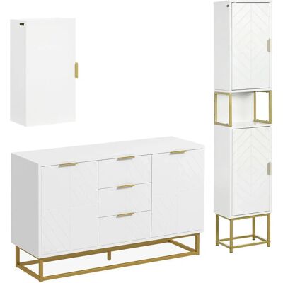 Kleankin - RangementSet01 - portes blanches - Finition dorée - Storage furniture - Publicité Kleankin - RangementSet01 - portes blanches - Finition dorée - Storage furniture - Publicité