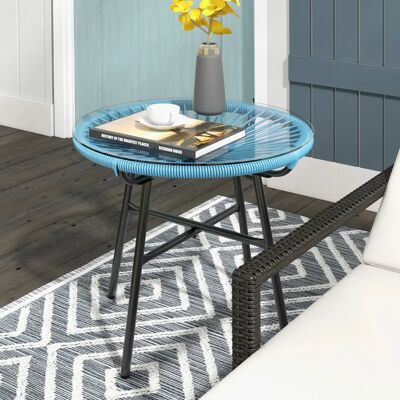 Outsunny Runder Gartencouchtisch - Metall & Glas Outsunny Runder Gartencouchtisch - Metall & Glas