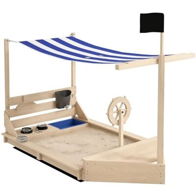 Bac à sable bateau pirate Outsunny avec cuisine de jeu - Enfants 3-7 - Publicité Bac à sable bateau pirate Outsunny avec cuisine de jeu - Enfants 3-7 - Publicité