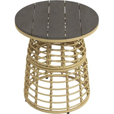 Outsunny Garten-Couchtisch - Ø45 x 50H cm Natürliche Optik Outsunny Garten-Couchtisch - Ø45 x 50H cm Natürliche Optik