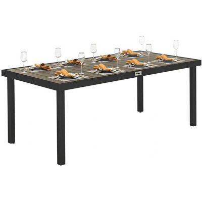 Table de jardin Outsunny - Rectangulaire pour 8 personnes en aluminium et lattes PE aspect bois - Publicité Table de jardin Outsunny - Rectangulaire pour 8 personnes en aluminium et lattes PE aspect bois - Publicité
