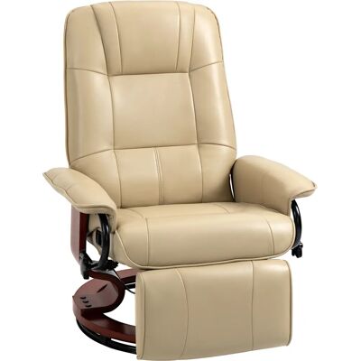 HOMCOM - Recliner - tapizado sintético crema - base de madera - Recliner HOMCOM - Recliner - tapizado sintético crema - base de madera - Recliner