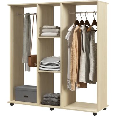 HOMCOM Armoire en Bois Naturel Double avec Étagères - Publicité HOMCOM Armoire en Bois Naturel Double avec Étagères - Publicité