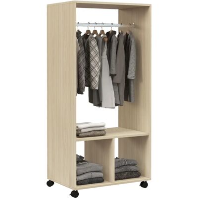 HOMCOM Armoire avec Étagères et Roulettes - Bois Naturel - Armoire - Publicité HOMCOM Armoire avec Étagères et Roulettes - Bois Naturel - Armoire - Publicité