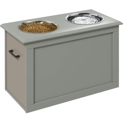 PawHut - Double - Grigio - Ciotole Ø24 cm - Porta-pani rialzato per cani PawHut - Double - Grigio - Ciotole Ø24 cm - Porta-pani rialzato per cani