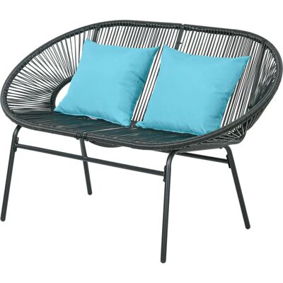 Banquette de Jardin Outsunny 2 Places Métal Résine - Banc Extérieur - Publicité Banquette de Jardin Outsunny 2 Places Métal Résine - Banc Extérieur - Publicité
