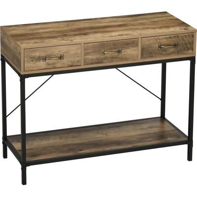 HOMCOM Tavolo console industriale moderno con 3 cassetti HOMCOM Tavolo console industriale moderno con 3 cassetti