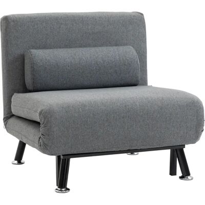 HOMCOM Fauteuil convertible 3 en 1 lit 1 place - gris - Publicité HOMCOM Fauteuil convertible 3 en 1 lit 1 place - gris - Publicité