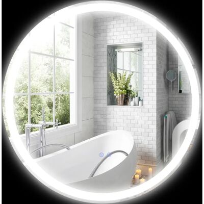 Kleankin LED-Badspiegel - Ø 70 cm, 3-Farben Touch, Anti-Beschlag Kleankin LED-Badspiegel - Ø 70 cm, 3-Farben Touch, Anti-Beschlag