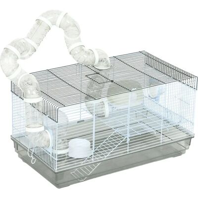 Cage pour hamster PawHut avec tunnel et accessoires Cage pour hamster PawHut avec tunnel et accessoires