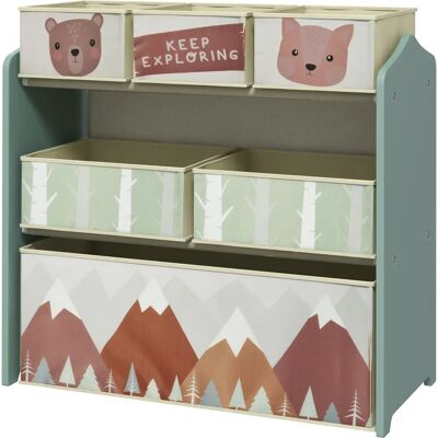 Meuble de rangement enfant ZONEKIZ - 6 boîtes en tissu - Vert - Organisateur de chambre d'enfant - Publicité Meuble de rangement enfant ZONEKIZ - 6 boîtes en tissu - Vert - Organisateur de chambre d'enfant - Publicité
