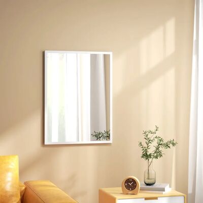Espejo de Pared Rectangular Blanco HOMCOM - 60x80cm - Baño, Sala, Dormitorio Espejo de Pared Rectangular Blanco HOMCOM - 60x80cm - Baño, Sala, Dormitorio