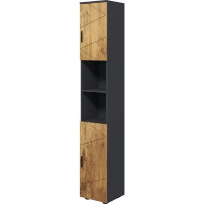 Armario de baño Kleankin - Estantes ajustables, 2 puertas, Roble gris oscuro - Muebles de baño Armario de baño Kleankin - Estantes ajustables, 2 puertas, Roble gris oscuro - Muebles de baño