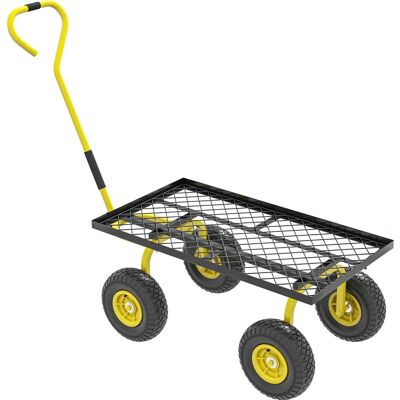 Chariot de jardin Outsunny Acier Résistant 150kg - Publicité Chariot de jardin Outsunny Acier Résistant 150kg - Publicité