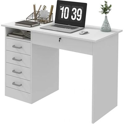 HOMCOM Bureau moderne avec 5 tiroirs - Mobilier de bureau - Publicité HOMCOM Bureau moderne avec 5 tiroirs - Mobilier de bureau - Publicité