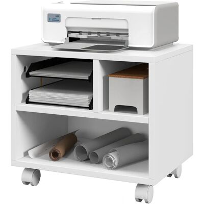 Support Imprimante Blanc HOMCOM avec 3 Compartiments et Grande Surface - Support d'Imprimante - Publicité Support Imprimante Blanc HOMCOM avec 3 Compartiments et Grande Surface - Support d'Imprimante - Publicité
