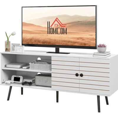 Meuble TV Blanc HOMCOM 65 pouces - Mobilier TV - Publicité Meuble TV Blanc HOMCOM 65 pouces - Mobilier TV - Publicité