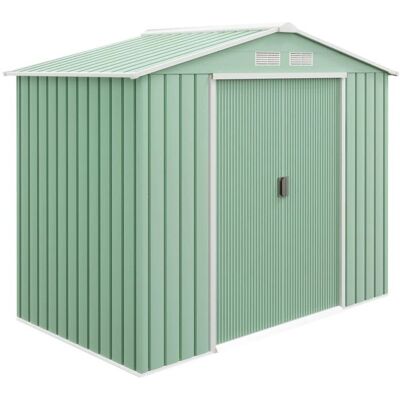 Abri de jardin Outsunny - 213L x 130l x 185H cm - Vert pastel - Rangement - Publicité Abri de jardin Outsunny - 213L x 130l x 185H cm - Vert pastel - Rangement - Publicité