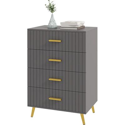 HOMCOM Comoda gris con 4 cajones - Mueble de dormitorio HOMCOM Comoda gris con 4 cajones - Mueble de dormitorio