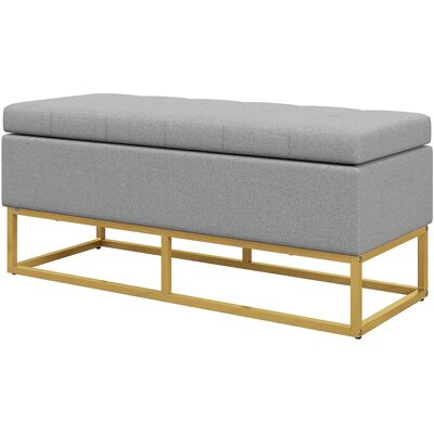 Banquette de Rangement HOMCOM Gris Or 110x44x48cm - Assise & Rangement - Publicité Banquette de Rangement HOMCOM Gris Or 110x44x48cm - Assise & Rangement - Publicité