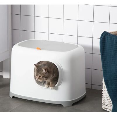 PawHut - LitterBox Closed - 55L - Blanc - Pet Litter Box - Publicité PawHut - LitterBox Closed - 55L - Blanc - Pet Litter Box - Publicité