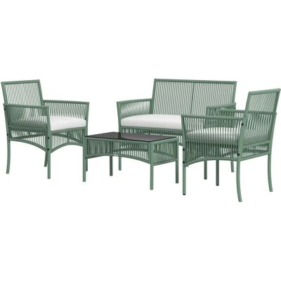 Outsunny Gartenmöbel-Set - 2-Sitzer Sofa, 2 Sessel, Glastisch - Gartenmöbel-Set Outsunny Gartenmöbel-Set - 2-Sitzer Sofa, 2 Sessel, Glastisch - Gartenmöbel-Set