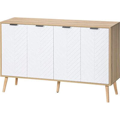 HOMCOM Buffet Bas Blanc avec Portes Chevron - Buffet Lowboard - Publicité HOMCOM Buffet Bas Blanc avec Portes Chevron - Buffet Lowboard - Publicité
