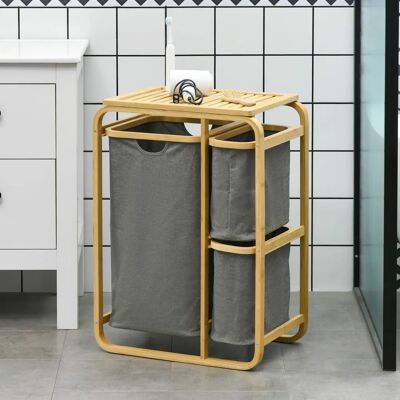 Cestino per biancheria HOMCOM Bambù naturale 3 sacchi rimovibili - 49L x 33P x 70H cm Cestino per biancheria HOMCOM Bambù naturale 3 sacchi rimovibili - 49L x 33P x 70H cm