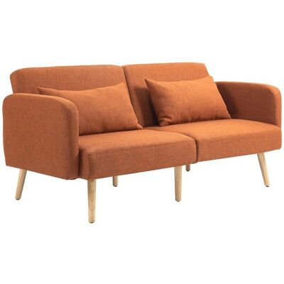 Homcom Canapé-Lit Ocre Marron - 3 Places - Publicité Homcom Canapé-Lit Ocre Marron - 3 Places - Publicité
