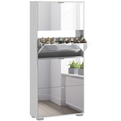 HOMCOM Rangements à Chaussures - Portes Miroir, Étagères Réglables, Étroit - 168cm - Publicité HOMCOM Rangements à Chaussures - Portes Miroir, Étagères Réglables, Étroit - 168cm - Publicité