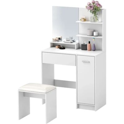 HOMCOM Weißer Frisiertisch mit Regalen - Schminktisch HOMCOM Weißer Frisiertisch mit Regalen - Schminktisch