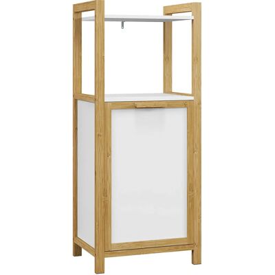 HOMCOM Mobile bagno in bambù con cesta per bucato - Salvaspazio - 2 mensole - 40Lx30Px86,5H cm HOMCOM Mobile bagno in bambù con cesta per bucato - Salvaspazio - 2 mensole - 40Lx30Px86,5H cm