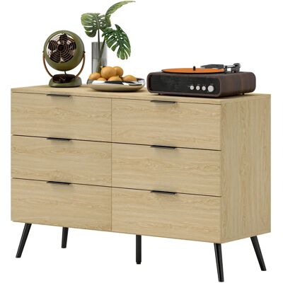 HOMCOM Bois 6 Tiroirs Commode Chambre - Sécurisé, Moderne - Publicité HOMCOM Bois 6 Tiroirs Commode Chambre - Sécurisé, Moderne - Publicité