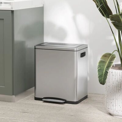 HOMCOM Edelstahl 2x15L Küchenmülleimer - Leise Schließung HOMCOM Edelstahl 2x15L Küchenmülleimer - Leise Schließung