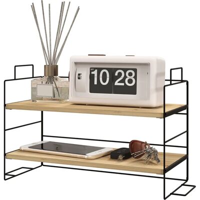 Étagère de bureau HOMCOM - Bois et métal noir à 2 niveaux - Publicité Étagère de bureau HOMCOM - Bois et métal noir à 2 niveaux - Publicité