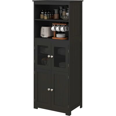 Buffet de Cuisine Noir HOMCOM avec Portes en Verre - Armoire de Cuisine - Publicité Buffet de Cuisine Noir HOMCOM avec Portes en Verre - Armoire de Cuisine - Publicité