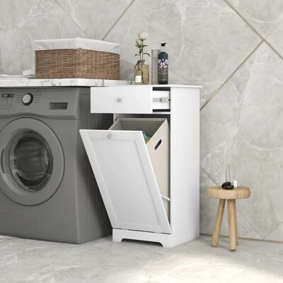 Mueble de baño HOMCOM con cesta plegable - Blanco Mueble de baño HOMCOM con cesta plegable - Blanco