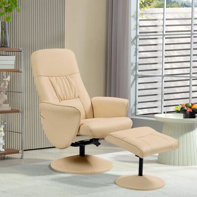 Sillón relax HOMCOM con reposapiés - Giratorio 360° y respaldo ajustable - Hasta 120kg Sillón relax HOMCOM con reposapiés - Giratorio 360° y respaldo ajustable - Hasta 120kg