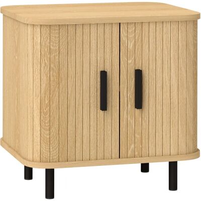 HOMCOM Table de chevet - Style scandinave avec portes coulissantes - Capacité 90 kg - Publicité HOMCOM Table de chevet - Style scandinave avec portes coulissantes - Capacité 90 kg - Publicité