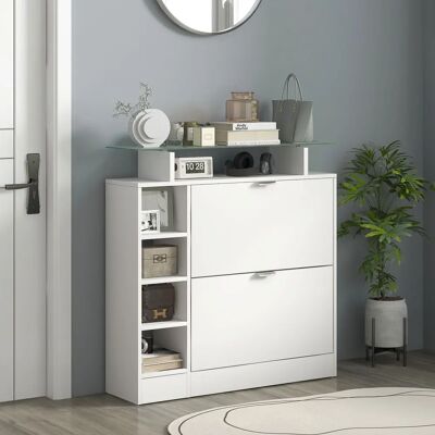 Armoire à chaussures HOMCOM avec tiroirs rabattables - Rangement - Publicité Armoire à chaussures HOMCOM avec tiroirs rabattables - Rangement - Publicité